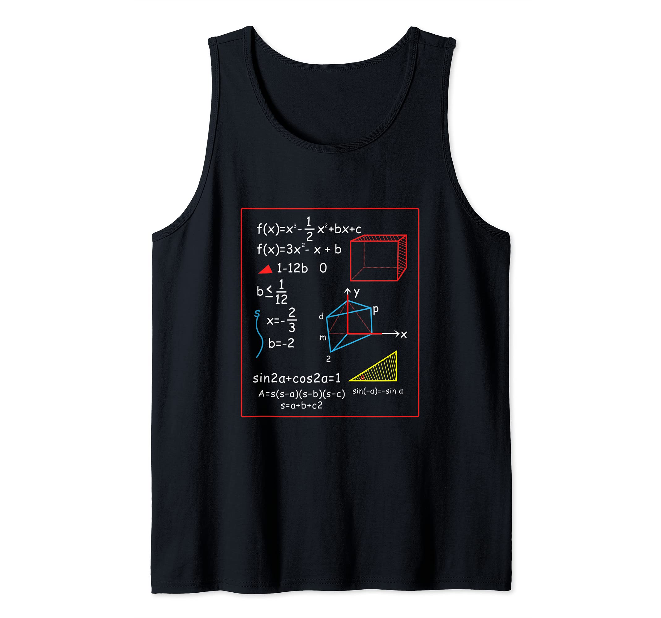 Math Cheat Sheet Mathematician or Nerd Tank Top