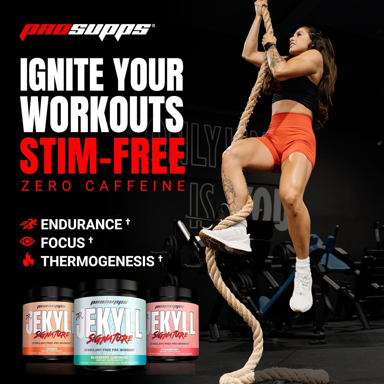 PROSUPPS Dr. Jekyll Signature Pre Workout Powder with Creatine - Stim-Free Preworkout Supports Focus & Endurance - Caffeine-Free Gym & Fitness Supplements (Blueberry Lemonade, 30 Servings)
