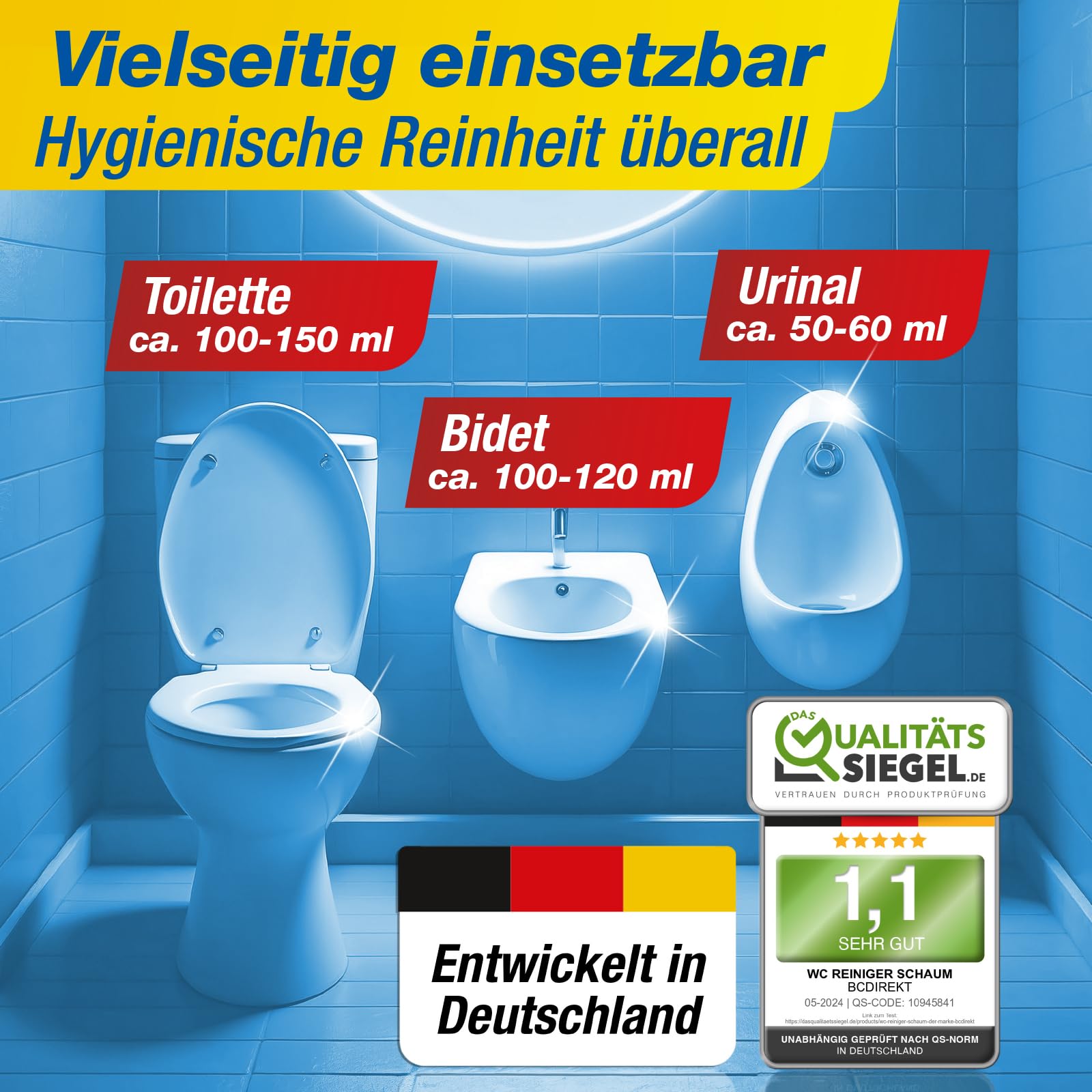 SAUBER MEISTER WC SCHAUMREINIGER PULVER – Extra starker WC Schaum für gründliche Sauberkeit – Kraftvoller WC-Reiniger gegen Kalk & Urinstein – Selbstreinigende Pulverform – 1000 g 3