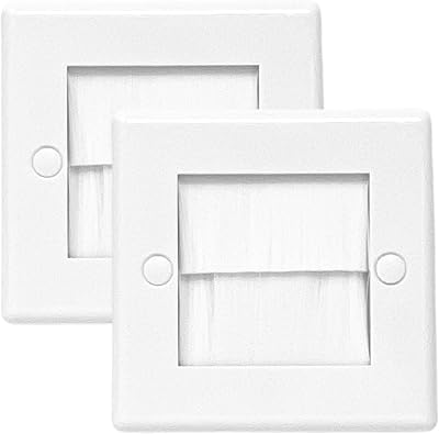 EVOGES Brush Faceplate White 1 Gang Single Pack of 2 Wall Plate