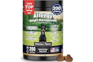BFDEREN Dog Allergy Relief Chews Itching Skin is Human Multivitamin Pet Allergy Anti Itch Paw Relief and Immune Dog Chews Bites Antihistamine for Dogs Itching and Licking Weight Loss Management Support 200