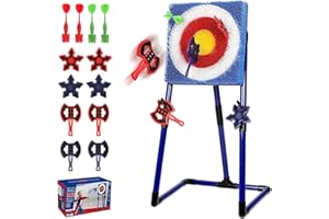 Axe Throwing Bristle Target with 4 Axes, 4 Ninja Stars and 4 Darts for Teen and Adult, Axe Throwing Game for Backyard, Indoor