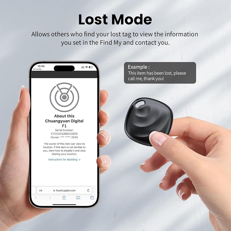 Tracker Tags Lot de 4 (iOS Uniquement), Smart Tag pour Valises/Clés