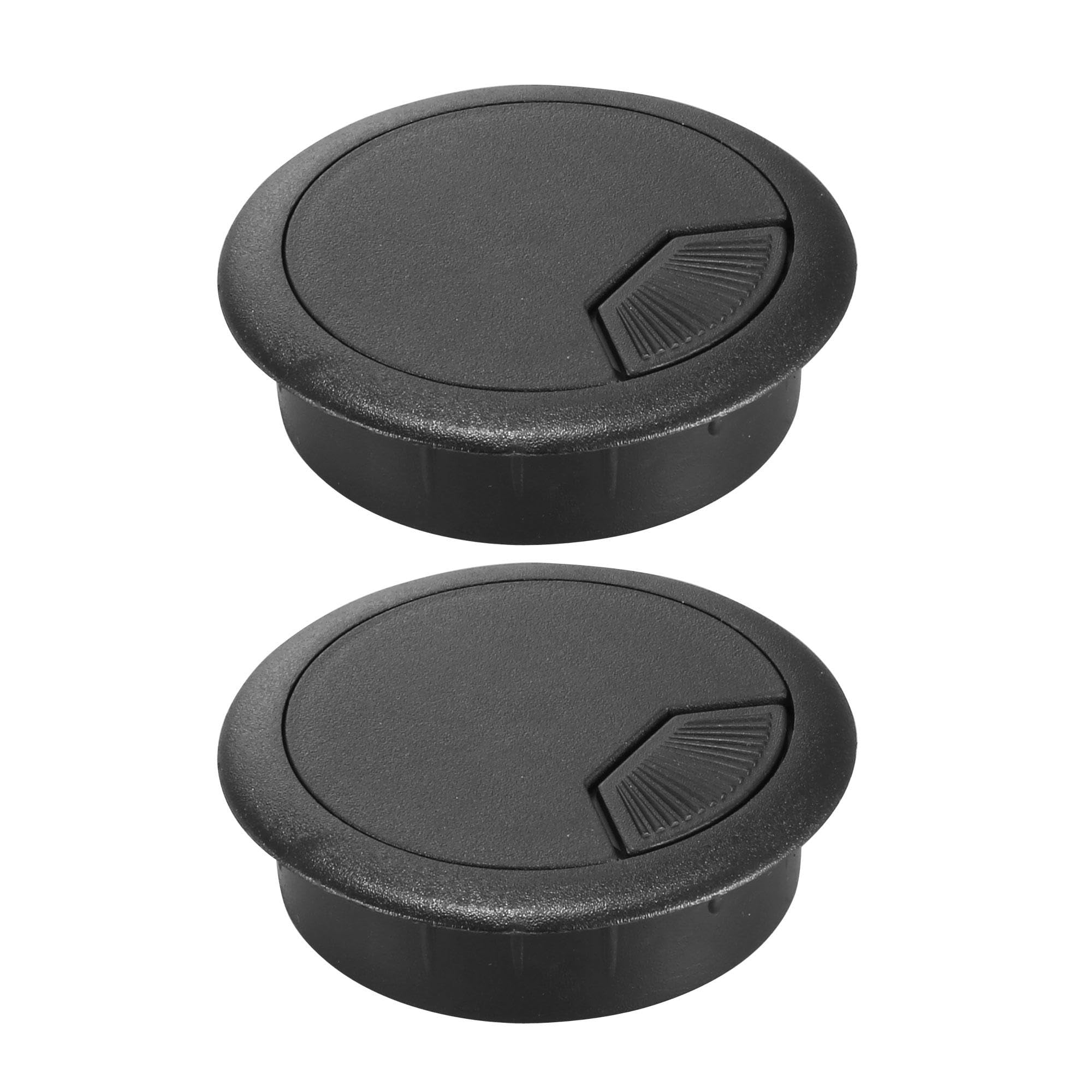 sourcingmap 2 Pcs 50mm Black Desk Grommet Wire Cord Cable Hole Cover for Office PC Table Desk Wire Grommet Cord Organizer