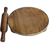 ARIJA Wooden Chakla Belan Set - Kitchenware Use Perfect for Making Chappati at Home - Wood Rolling Board and Rolling Pin Set