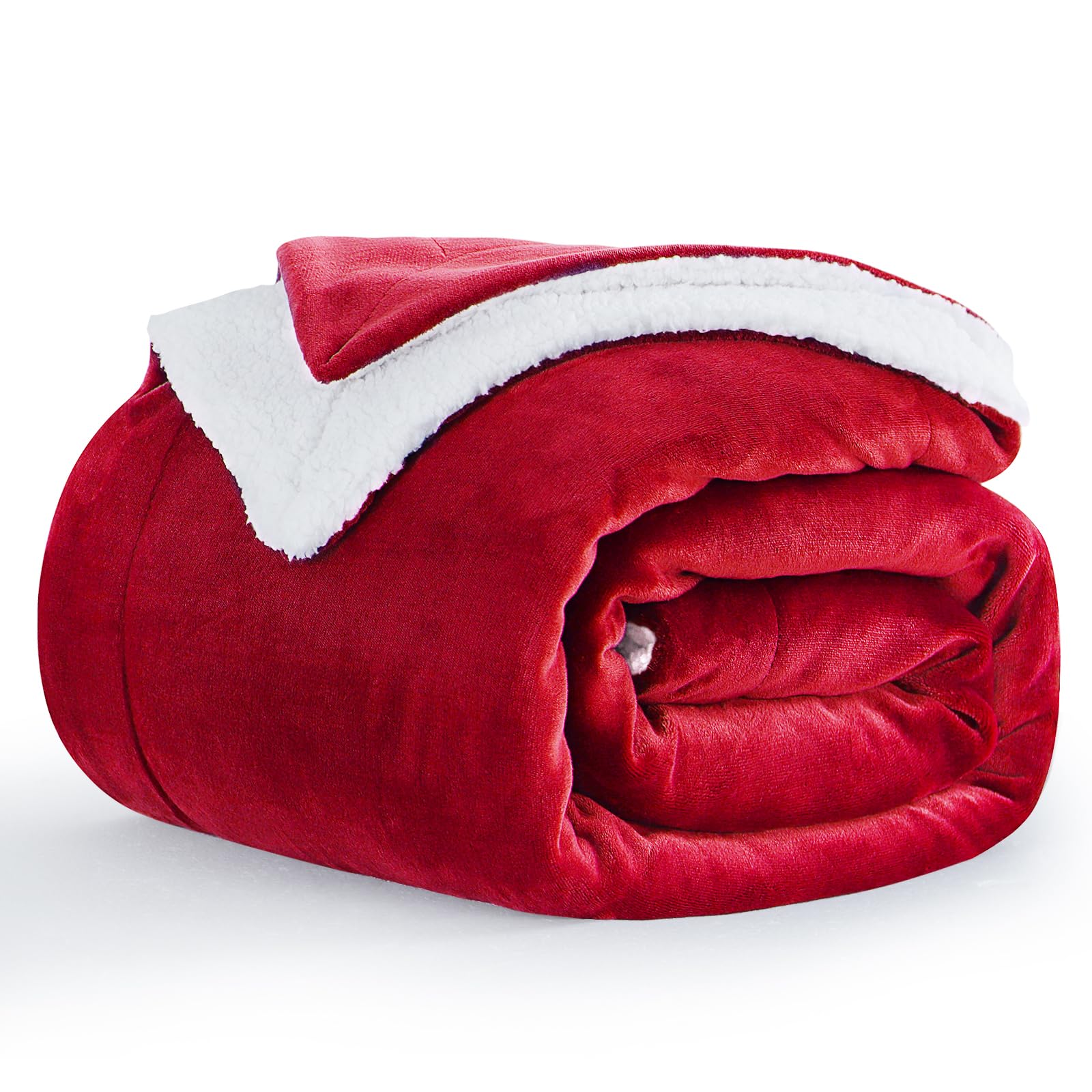 Aisbo Sherpa Fleece Throw Blanket Red - Fluffy Thick Warm Blanket for Bed Double Size, Soft Solid Microfiber Blanket Twin for Sofa Couch, 150x200cm โ image 1