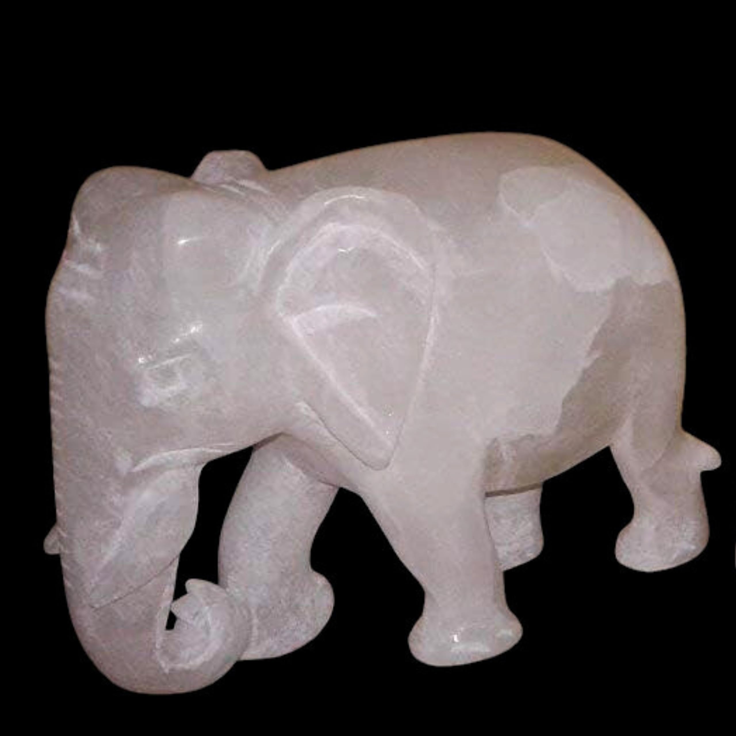 White Onyx Marble Home Decor Elephant Pair Statue 3"inch 1 piece | Hand Carved Trunk Down Elephant Figurine for Living Room Office Table Item Gift Set for Wedding Birthday & Anniversary Collectible