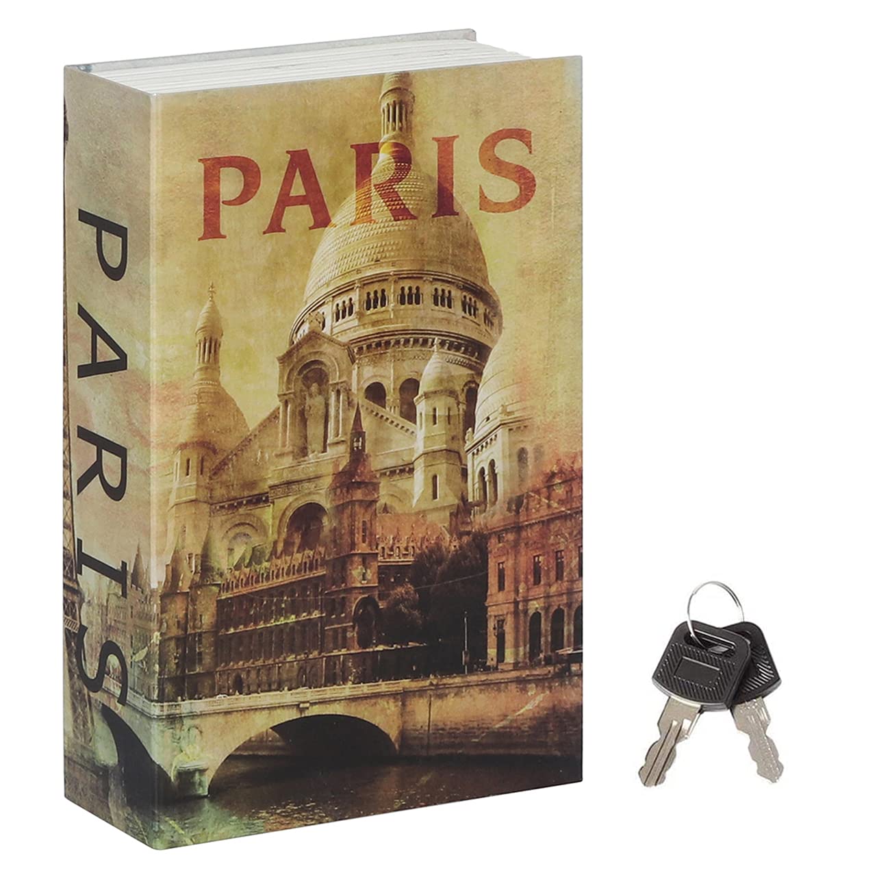 Jssmst Diversion Book Safe with Key Lock, Secret Hidden Book with Safe Inside, Metal Lock Box Fake Book Money Safe High Capacity, 9.5 x 6.2 x 2.2 inches, SM-BS019PN — image 1