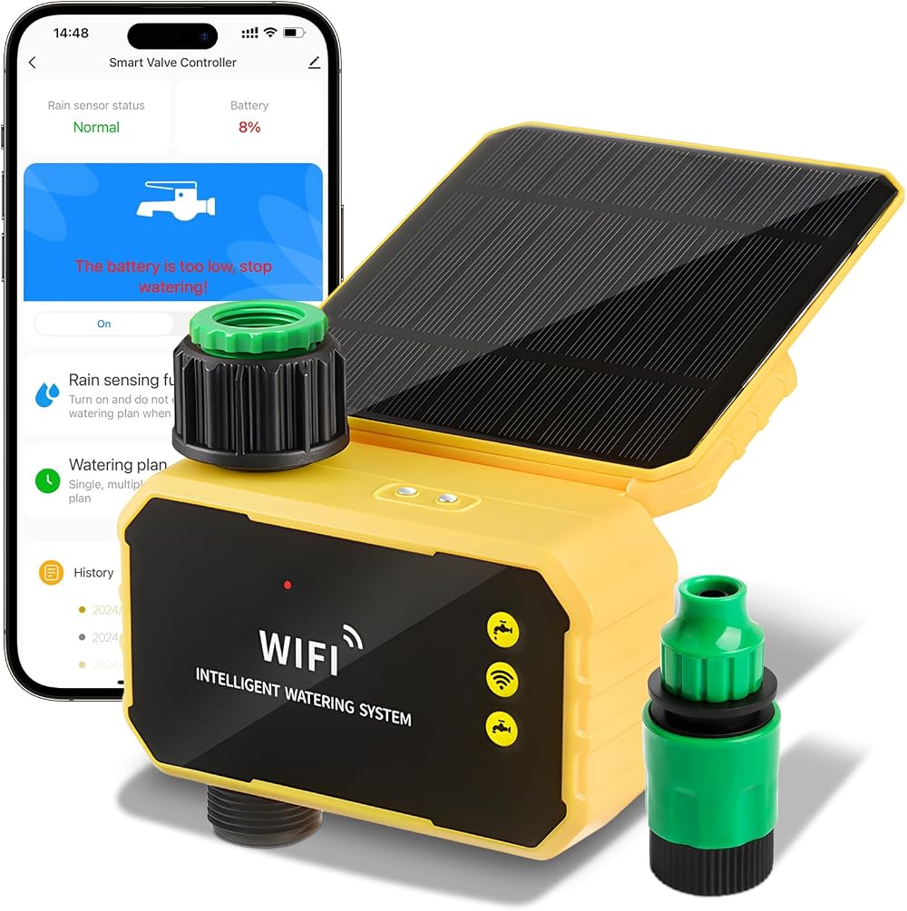 Zhwidnerso Wifi Water Timer, Solar Garden Hose Timer, Alexa Compatible