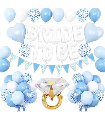 Coastal Bride To Be Balloons - Blue Seashell Bridal Shower & Bachelorette Party Decor Kit