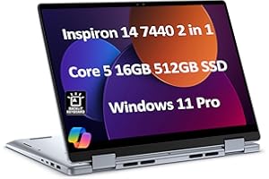 IST COMPUTERS Dell Inspiron 14 7440 2-in-1 Laptop (14" FHD+ Touchscreen, Intel Core 5 120U (> i7-1355U), 16GB DDR5, 512GB SSD), for Creator, Designer, 10-Hr Long Battery Life, Backlit, Win 11 Pro w/ AI Copilot