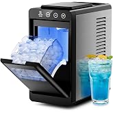 Kismile Portable Countertop Ice Maker, 26 lbs/24H, Self-Cleaning, Black | Features Internal Light &amp; Selectable Ice Sizes. Fast 26lbs/Day Output. Self-Cleaning &amp; Compact Design Fits for Kitchen/RV