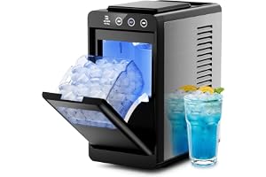 Kismile Portable Countertop Ice Maker Machine, 26lbs Ice in 24Hrs, Self-Cleaning Ice Maker with Selectable Ice Size & Internal Light, Compact Design for Home/Kitchen/RV