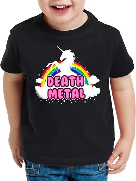 style3 Death Metal Unicornio Camiseta para Niños T-Shirt Musica Heavy Disco arcobaleno: Amazon.es: Ropa y accesorios