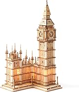 ROBOTIME 3D Puzzle Big Ben Wooden Model Kit Laser Cut 220 Parts view 1
