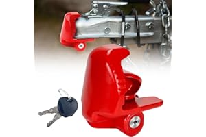 COOHAME Trailer Hitch Locks with Keys,Universal Size Fit 1-7/8,2-5/16,2 inch Ball Hitch Coupler Lock,Adjustable Heavy Duty Steel Trailer Tongue Lock for Boat Vehicles Trailers and RVs Anti-Theft Hitches,Red