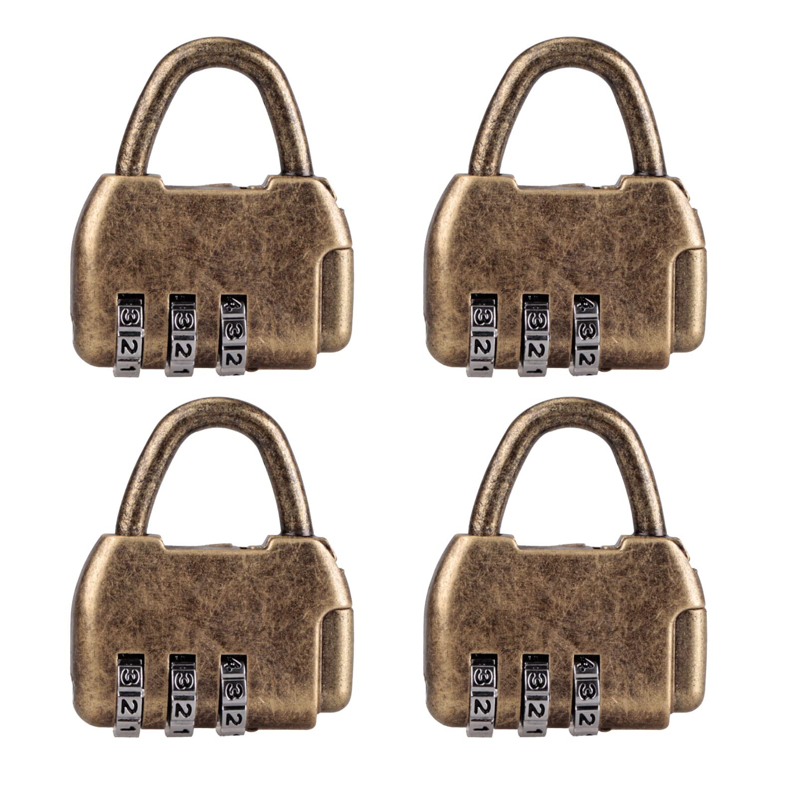 HRASY 4 Pieces Mini Padlock Combination Lock Retro Diary Lock Luggage Lock Vintage Combination Code Lock