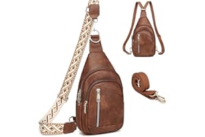 MYHOZEE Sling Bag Crossbody Backpack Purse - 2 in 1 Leather Cross Body Bag Fanny Pack with 2 Removable Strap Large Chest Shoulder Bag