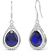 18K White Gold Plated Sterling Silver Teardrop Cubic Zirconia Drop Dangle Earrings for Women Pear Cut CZ Diamond Dangle Earrings Hypoallergenic Jewelry