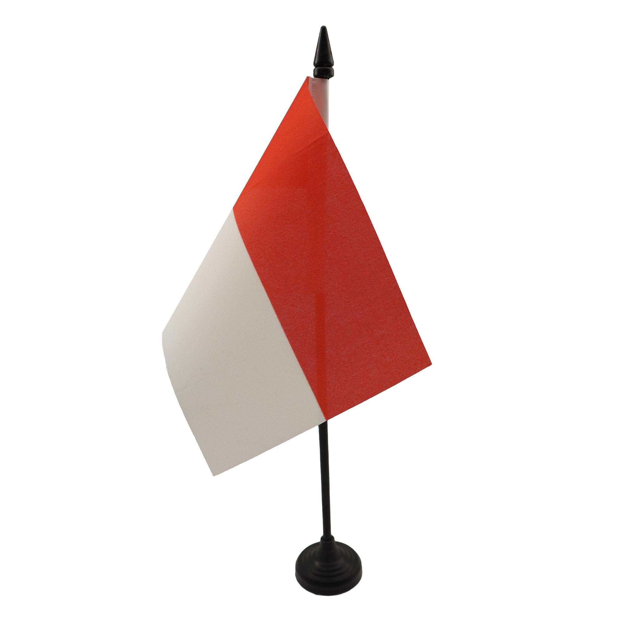 AZ FLAG - Monaco Table Flag 4'' x 6'' - Monégasque Office Mini Banner 100% Polyester 15 x 10 cm - Mini Desk Flag with 10'' Pole and Black Plastic Base