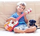 Falafoty Kids Ukulele Toy 41cm 4 Adjustable Strings Pink Cartoon Guitar view 4