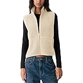 Gacaky Womens Sleeveless Cropped Fleece Vest Warm Sherpa Casual Zip Vest Fall Winter Lightweight Cozy Outerwear with Pockets