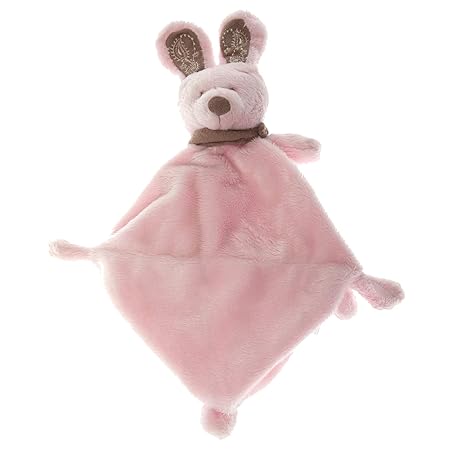 NICOTOY – Plüschtiere und Kuscheltiere – Schmusetuch Hase Semi flach – Farbe: Hellrosa Schal Bandana Taupe – 21 x 21 cm – Plü