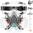 Respirator Mask with Filters - Half Face Reusable Gas Mask - Paint Respirator with Safety Goggles for Painting, Dust, Chemical, Organic Vapor, Welding, Spraying, Polishing, Woodworking Protection