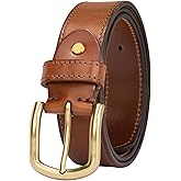 TYWestyles 1.3‘' Womens Leather Belt for Jeans Pants with Gold Buckle