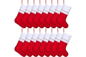 ANVAVO 16 Pack Christmas Stockings Red Felt Xmas Fireplace Hanging Stockings 18 Inches Christmas Holiday Stockings for Family Holiday Xmas Party Decorations