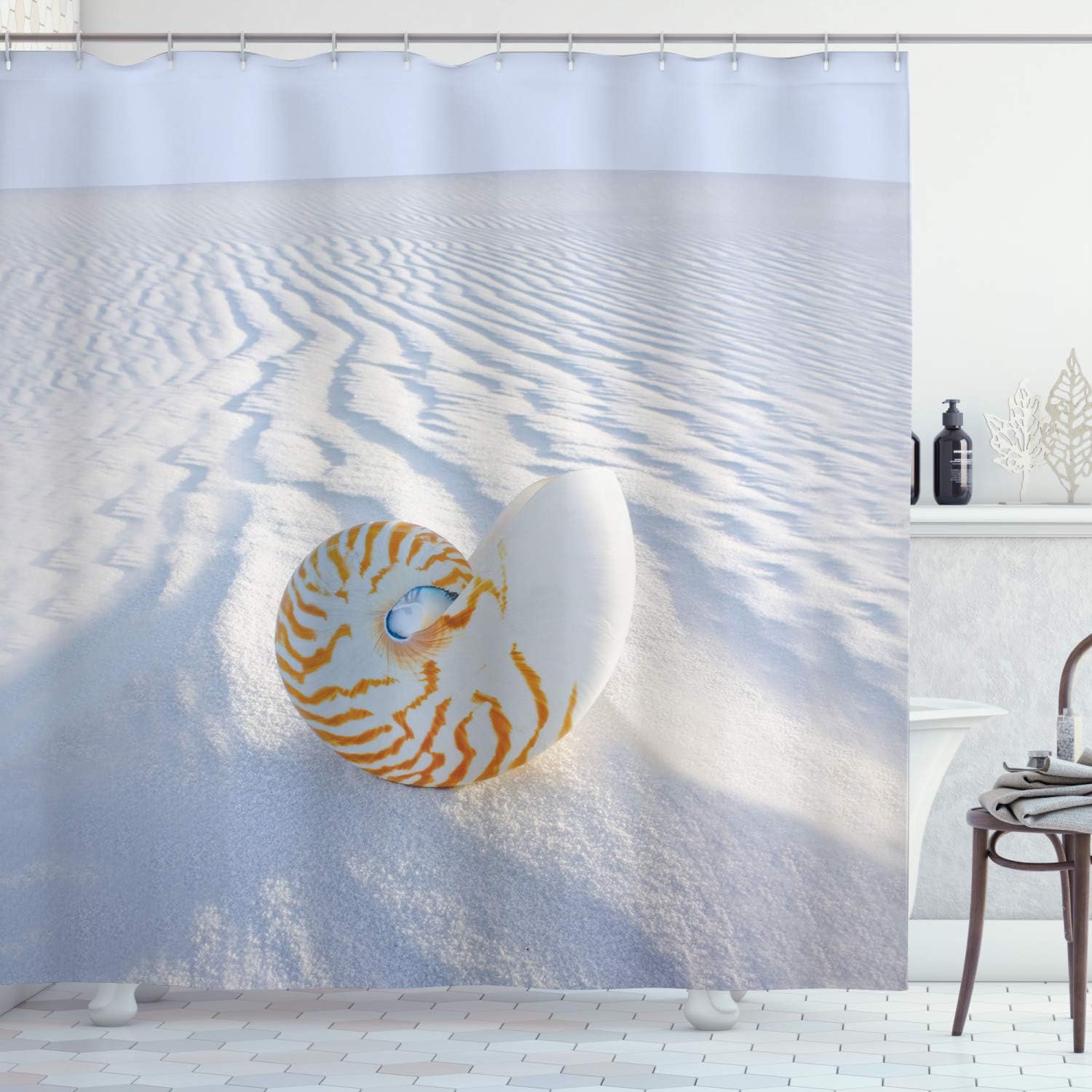 Amazon Com Ambesonne Seashells Shower Curtain Nautilus Spiral