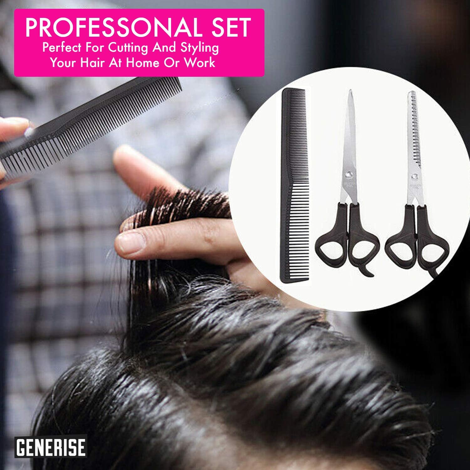 Hairdressing Scissors Set GENERISE Hair Cutting Kit for Professional & Home Use, Includes x2 Hair Scissor - Image 3