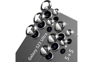 LXXMSXH [5+5 Pack] Galaxy S23 Ultra Camera Lens Protector, 9H Tempered Glass Metal Individual Ring Lens Cover, Anti Scratch, HD Camera Screen Protector Accessories for Samsung Galaxy S23 Ultra 5G, Black