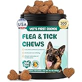 Flea and Tick Prevention for Dogs Chewable, Natural Oral Flea and Tick Treatment, Dog Flea Chews Support Skin & Digestive Supplement for Puppies & All Breeds 200 PCS