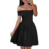 MEROKEETY Women's Summer Off Shoulder Mini Dresses 2025 Ruffle A Line Cocktail Party Knit Dress