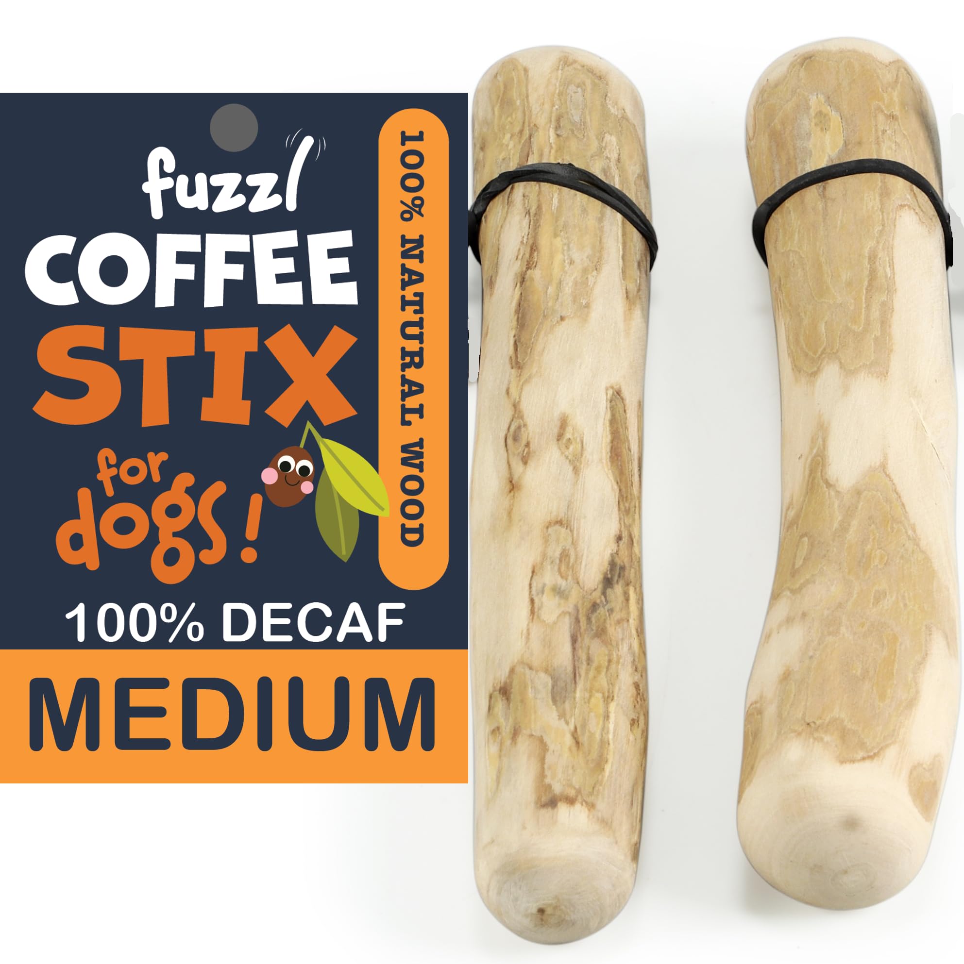 Fuzzl Coffee Stix Medium 2 Pack Dog Chew Toy - Natural, Long Lasting Dog Chews for Aggressive Chewers