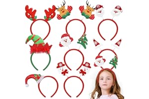 SpinLaLa 8 Pieces Christmas Headbands for Women Girls, Adjustable Santa Claus Snowman Reindeer Head Toppers Headwear Costume Accessories Headpiece for Adult Kids Xmas Photo Booth Party Favors
