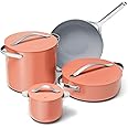 Caraway Cookware+ Collection - Specialty Cookware Set - Petite Cooker, Stir Fry Pan, Rondeau, & Stock Pot - 3 Lids & Storage Organizer Included - Perracotta