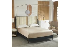 Beyeutao King Bed Canopy Frame Stainless Steel Four Poster Bed Frame Four Poster Bed Curtains Frame 4 Poster Mosquito Net Fra