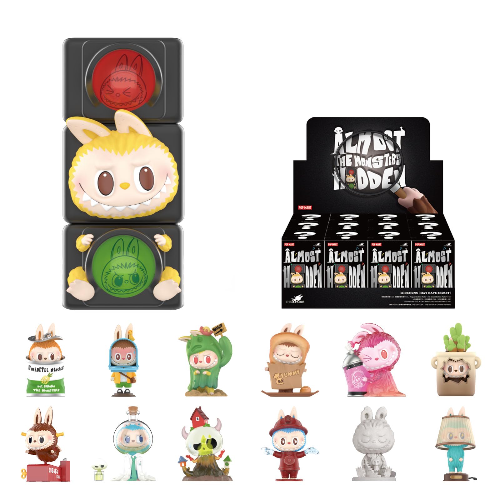 POP MART The Monsters Almost Hidden Series Blind Box Figures, Random Design Mystery Toys for Modern Home Decor, Collectible Toy Set for Desk Accessories, Whole Set