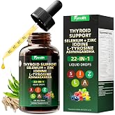 Thyroid Support Drops, Iodine Selenium Zinc L-Tyrosine &amp; Ashwagandha, Liquid Thyroid Supplement with Vitamin B Complex, Herbal Formula, 120 mL
