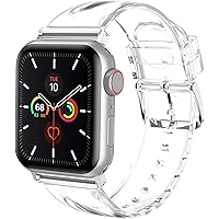 iiteeology Compatible with Apple Watch Band 46mm 45mm 44mm 42mm 41mm 40mm 38mm, Transparent Clear Soft Silicone iWatch Bands 