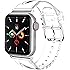 iiteeology Compatible with Apple Watch Band 46mm 45mm 44mm 42mm 41mm 40mm 38mm, Transparent Clear Soft Silicone iWatch Bands 