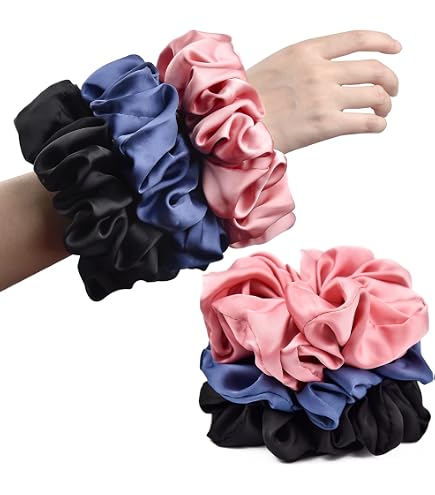Silk Hair Scrunchie Large Breathable Frill Tie for Women Hair Loss Prevention Amazon.com : LILYSILK Women Large 100% Silk Hair Scrunchies  main image 4