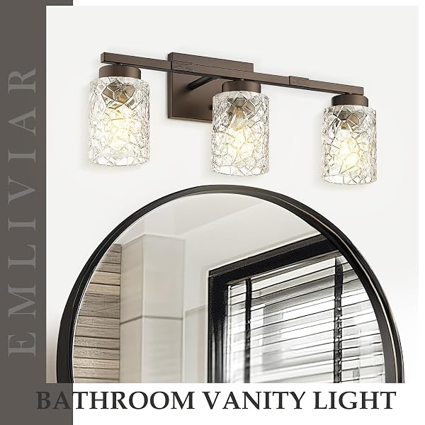EMLIVIAR 3 LIGHT VANITY WALL SCONCE, FARMHOUSE BATH WALL LANTERN FIXTURE FOR MIRROR BEDROOM LIVING ROOM BEDROOM HALLWAY, HE294B-3W ORB