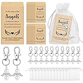 Chivertion 50 Sets Funeral Favors for Guests 50 Angel Keychain Pearl Keychains 50 Memorial Seed Packets Small Envelopes and Organza Bags Celebration of Life Favors Loss of Loved One, No Seed