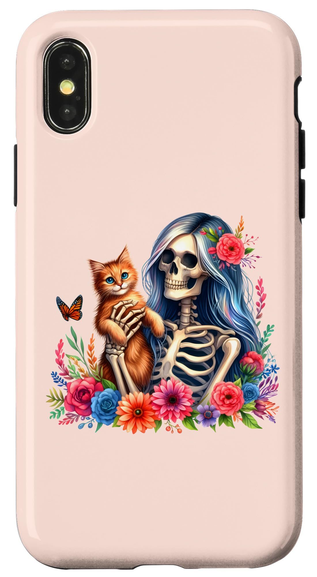 iPhone X/XS Female Skeleton And Cute Kitten Cat Lovers Halloween Vintage Case