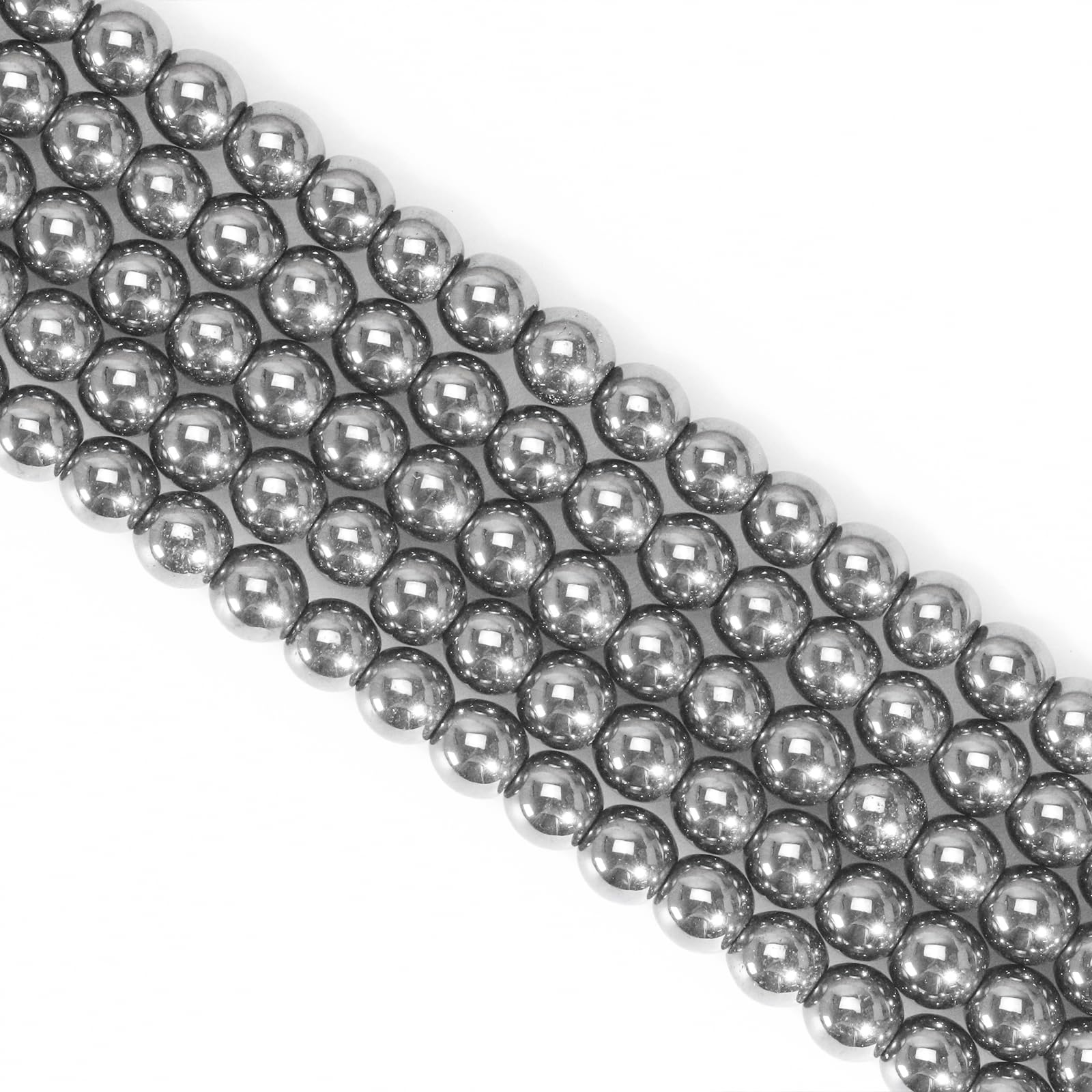 Ouubuuy Hematite 4mm Round Crystal Beads, 85pcs, Perfect for Jewelry Making, Crafting, DIY Gifts — image 1