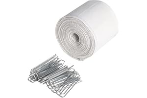 MECOZONE Curtain Pleat Tape, 6 Yards Pleater Tape for Curtains, Included 15 PCS Stainless Steel 4 Prongs Curtain Pleater Hooks for DIY Pinch Pleat Curtain, White
