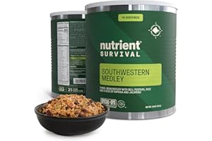 Nutrient Survival MRE Southwestern Medley Ready to Eat Meals (10 Servings) Freeze Dried Prepper Supplies & Emergency Food Supply, 40 Essential Nutrients, Shelf Stable Up to 25 Years, One Can